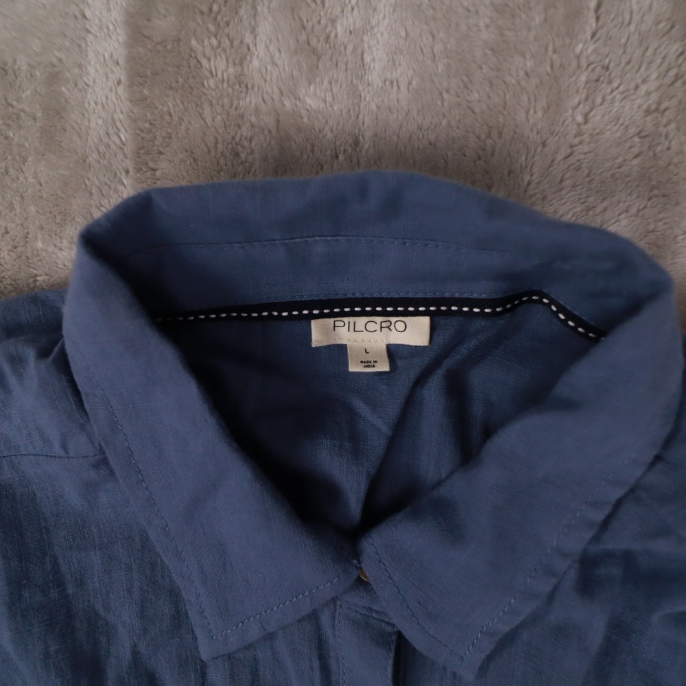 Pilcro Anthropologie Corset Midi Shirt Dress Women's Large Blue Prairie Peasant - Picture 2 of 12